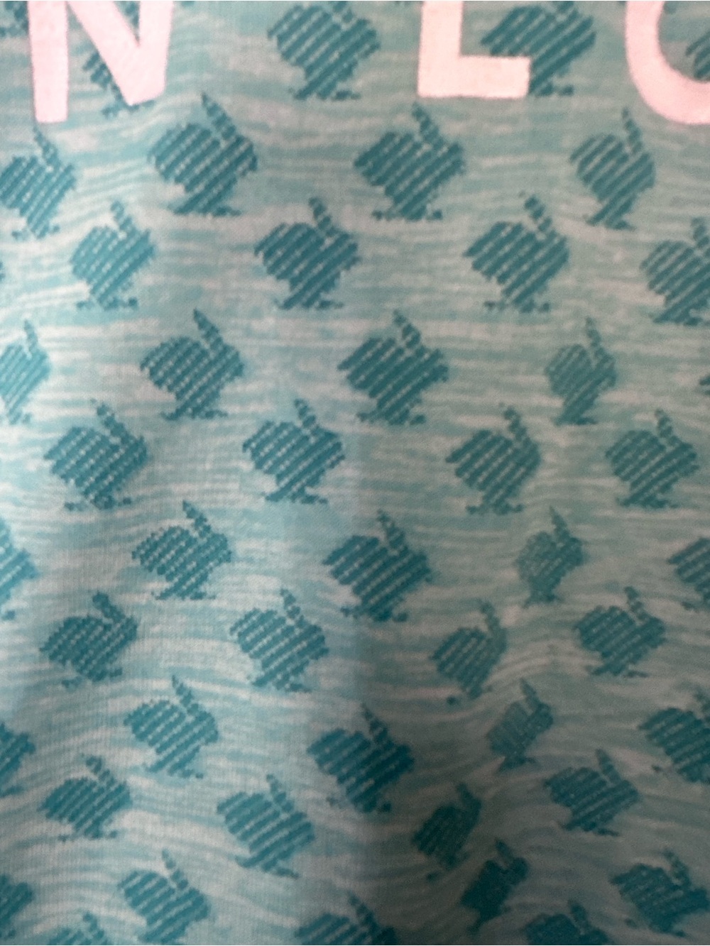 rabbit Performance Long Sleeve Top in Teal with Bunny Print - Picture 3 of 5